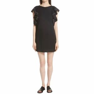 See by Chloe Cascading Ruffle Sleeve Dress SZ S Black